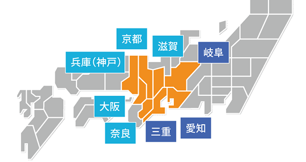 家庭教師の紹介対応エリアマップ